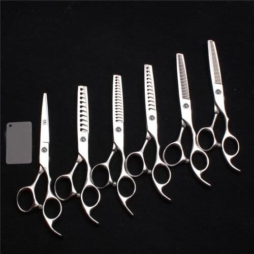 6.0 inch 17cm 440C Black Stone Barber Scissors Cutting Shears Thinning Scissors Professional Hair Scissors Barber Shop