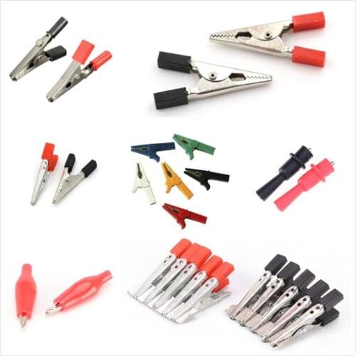 One Or 10pcs 55MM Metal Alligator Clip Crocodile Electrical Clamp For Testing Probe Meter Black And Red With Plastic Boot