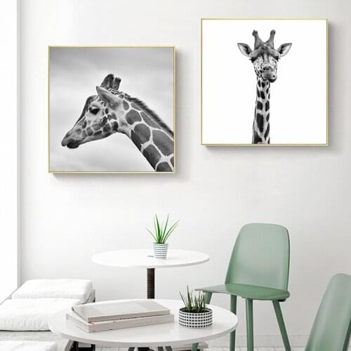 HD Nordic Style Giraffe Black n White Canvas Posters Print Modern Wall Art Pictures For Living Room Bedroom Dinning Room Studio
