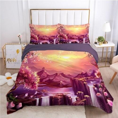 Modern Design Bed Linens 2,3pcs Bedding Sets Quilt/Comforter/Blanket Covers Pillowcase Duvet Cover Set Double Size 3D Landscape