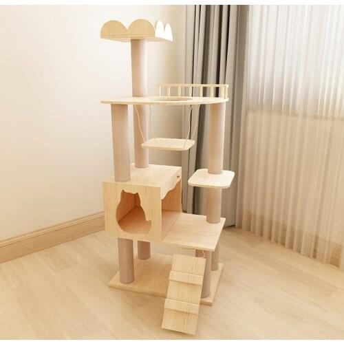 Small Solid Wood Cat Climbing Frame Cat Litter Cat Tree Cat Jumping Platform Cat Scratching Post Cat Toy