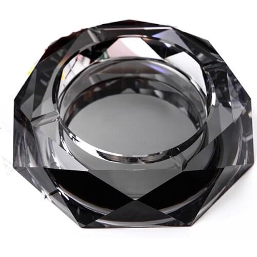 Luxury Gold Clear Black Colorful 12 cm Round Crystal Ashtray Glass Ashtray for Boyfriend Gift Home Decor DEC184