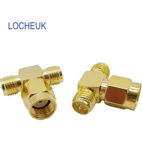 SMA RF Adapter RP-Male to Dual RP-Female Male pin T Type Coaxial Connector RP SMA Male to Two RP SMA Female Splitter SMA Adapter