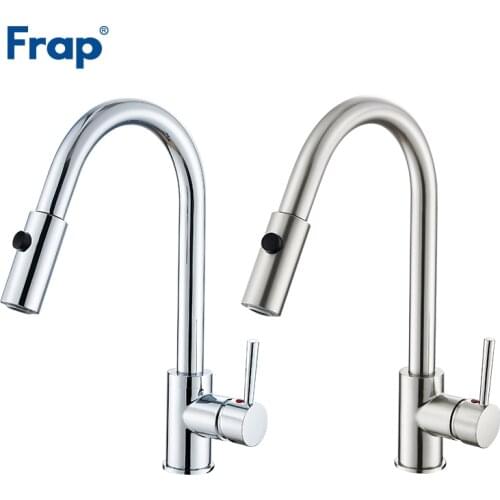 Frap New Arrival Pull out Kitchen Faucet Brass Single Handle Chrome Nickle 360 Rotation Two Ways Water Outlet Faucet Y40076/77