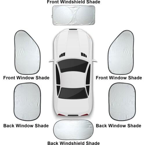 Car Window Sunshade Sun Protection Cover Sunscreen Curtain 6PCS Car front block side block storage bag Car Sun Visor Dropship