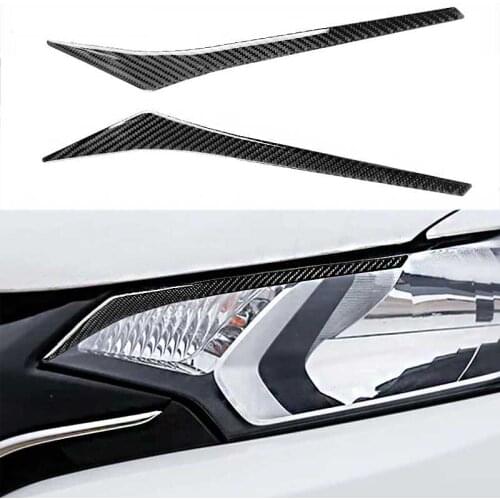 Car styling Headlight Carbon Fiber Head Lamp Eyebrow Decorative Cover Sticker Trim Interior For Honda Jazz Fit 2014 2015 2016