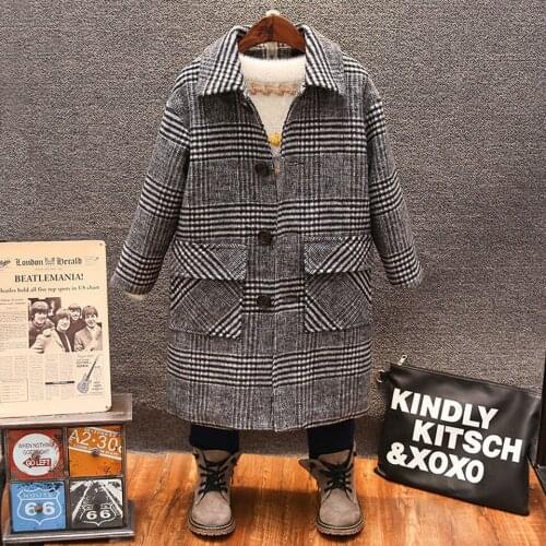 New Sale Baby Boys Trench Coats Single Breasted Wool Jackets Fashion Casual Kids Windbreaker 2020 Autumn Winter Teens Outerwear