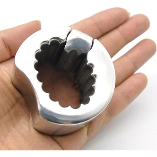 Heavy Stainless Steel Ball Scrotum Stretcher Chastity Device Cock Penis Ring Metal Locking Pendant Erection CBT Male Sex toy