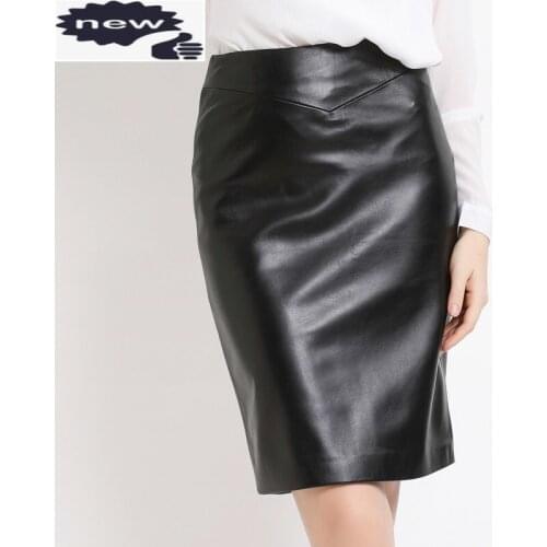 Quality Hot Sale Office Lady Genuine Leather Sheepskin High Waist Mini Skirts Women OL Style Female Multi Color Plus Size