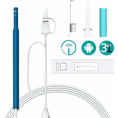 WiFi Ear Otoscope Camera USB Visual Earpick Ear Cleaning Borescope Earwax Remover Tool Inspection Camera for IPhone Android PC