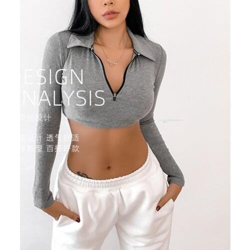 Mermaid Curve Sports T-shirt Womens Tight Stretch Half Zipper Retro Running Fitness Gym Clothing Long Sleeve Training Crop Top