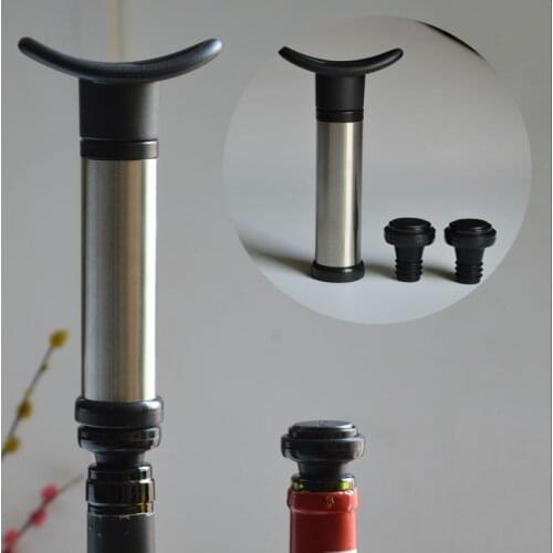 1 Pump + 2 Stoppers Wine Stoppers with Stainless Steel Pump Vacuum Sealed Wine Bottle Stopper Free Shipping