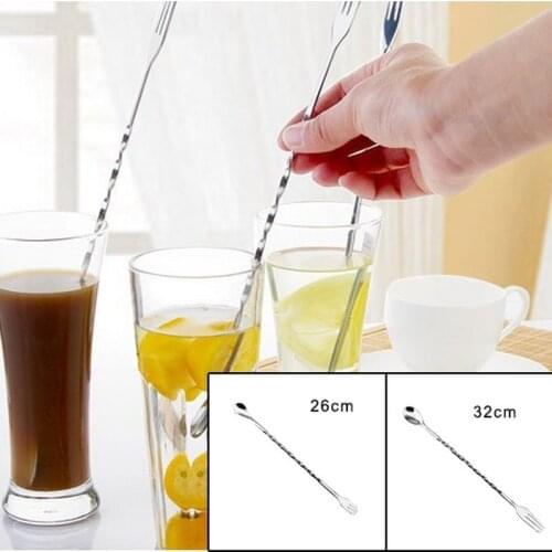 304 Stainless Steel Bar Spoon Milk Tea Coffee Coctail Double Headed Mixer Stirrer Bartending Fork Puddle Stirring Spoon Bar Tool