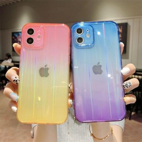 For iPhone 12 11 Pro Max Candy Color Gradient Laser Phone Case For iPhone X XR XS Max 7 8 Plus Back Cover