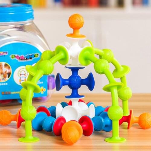 Soft Building Blocks kids DIY Pop Sucker Funny Silicone Block Model Construction Toys Creative Gifts For Children Boy 2021 toys