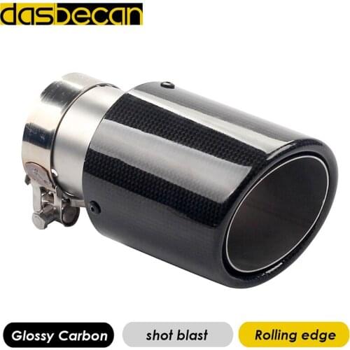 Glossy 3k Carbon Rolling Edge Stainless Steel Shot Blast Car Tail Pipes Rear Muffler AK Exhaust End Tip Car Styling Universal