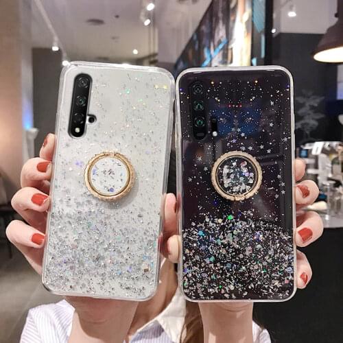Gradient Glitter Ring Stand Case For Huawei Y9S Y5 Y6 Y7 Y9 Prime P Smart 2019 Honor 30 20 Pro 10 Lite 10I 9A 9S 9C 8A 9X 8X 7X