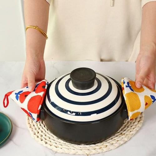 Insulation Pot Handle Cap Linen Cotton Fabric Quilted Cute Heat Resistant Pot Lid Handle Cover Triangle Cap Home Kitchen Tools