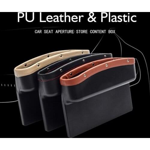 Car Seat Crevice Pockets 3 Color PU Leather Leak-Proof Storage Box Car Organizer Universal Car Seat Side Gap Pocket