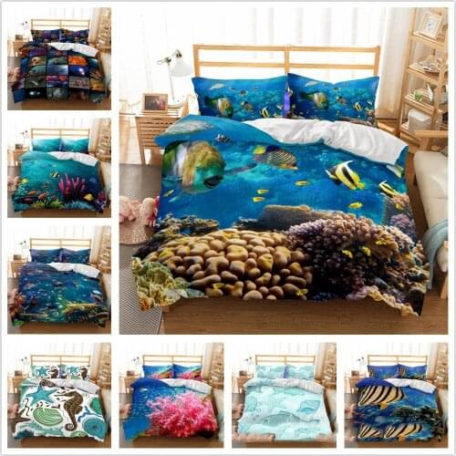 3D Underwater World Printed Duvet Cover 2/3pcs Bedding Set Queen King Comforter Single Double Bedclothes With Pillocwase