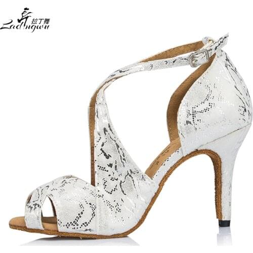 Ladingwu Free Shipping White/Black Latin Dance Shoes For Women Soft Bottom Sandals Ballroom Square Salsa Dance Shoes