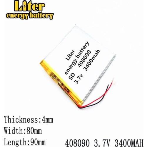 Best battery brand Size 408090 3.7V 3400mah Lithium polymer Battery with Protection Board For Tablet PCs Digital Products Fr