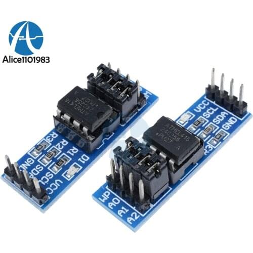 AT24C256 I2C IIC Interface EEPROM Memory Module 8P Chip Power Supply Indicator Pull Up Resistor Direct Jumper Setting Board