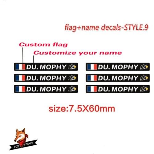 Bicycle Riader Name Sticker Tourde France Flag and name road bike frame logo personal name decals custom bicycle rider ID