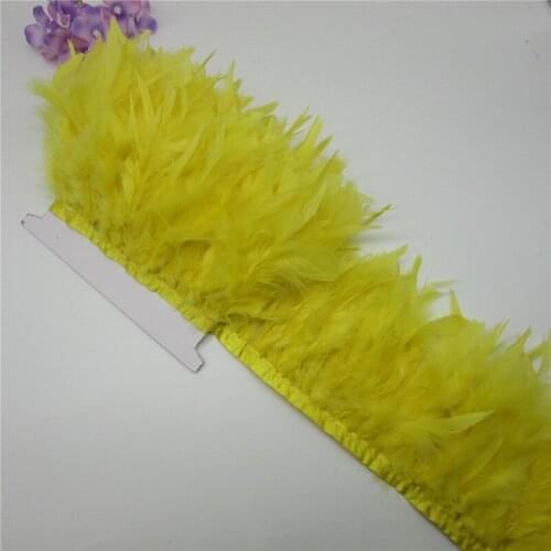 New 20 Meter yellow fluffy Beautiful Turkey feathers ribbon fringe 10-15cm turkey feather trimming for carnival Diy costumes