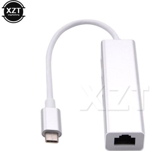 Newest Arrival Type C USB-C to 3Ports USB 3.0 Hub With RJ45 100Mbps Ethernet Network LAN Adapter For USB 3.1 for Macbook Laptop