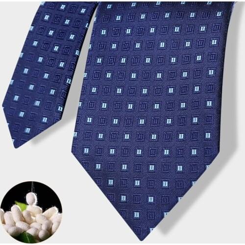 Brand New Luxury Blue 8CM Wide 100% Silk Tie For Men Wedding Business Fashion Suit Dresses Shirts Necktie With Gift Box