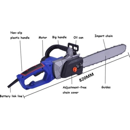 820mm Rechargeable electric chain saws high power 48V DC electric cutting saws household woodworking saw chains saws 3500r / min