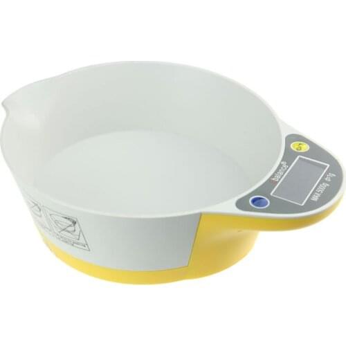 Portable Digital Bowl Kitchen Scale Household Electronic Kitchen Weighing Food Scale 5kg with LCD Display