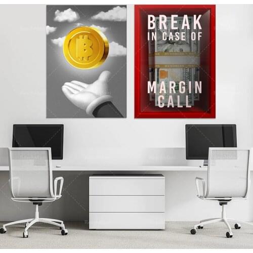 Pause sur l'avis d'appel de marge | Art sur toile | Art mural | Décoration de bureau Bitcoin | Cryptage | Day Trader | Wall Stre