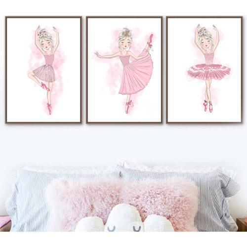 Pink Ballet Girl Unicorn Quotes Nursery Wall Art Canvas Painting Nordic Posters And Prints Wall Pictures Baby Kids Room Decor