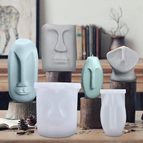 Face Candle Silicone Mold Simple Face Design Aromatherapy Candle Making Diffuser Clay Diatomite Mold Sculpture Mould
