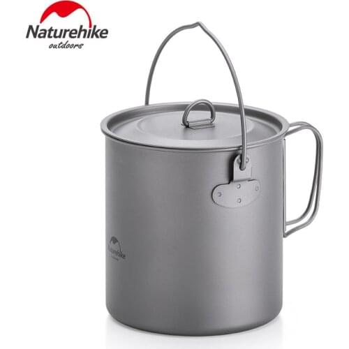 Naturehike 2-3 Persons Ultralight Titanium Tableware Outdoor Picnic Camping Cookware Pot Pan Camping Cookware Frying Pan