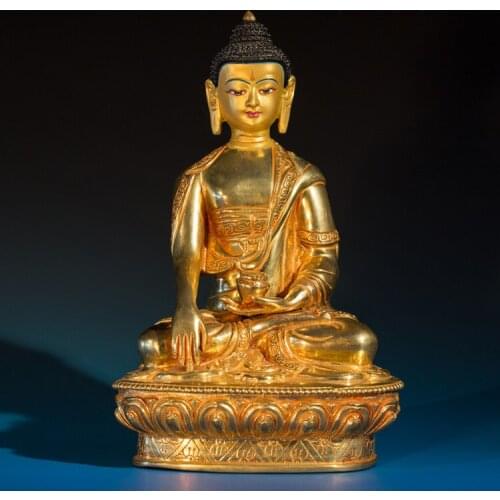 Tibetan Buddha Nepal quality manual all 7 inch gold sakyamuni Buddha 22 cm