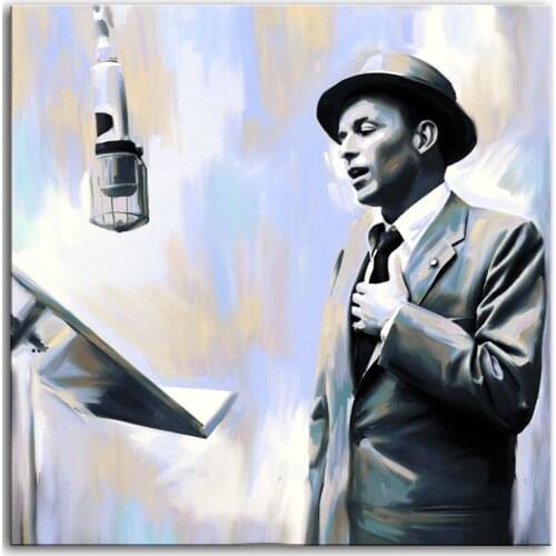 TOP HANDPAINT art work # oil painting #America FRANK SINATRA - 24" INCHES -free shipping cost