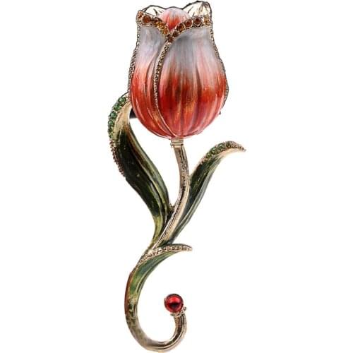 Tulip flower bejeweled trinket box fashion necklace holder holiday decoration vintage Valentine/Mothers day gift