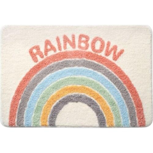 All Season Soft Non-Slip Bathroom Carpet Rainbow Print Doorway Water Absorbent Bath Mat Home Decor Floor Rug Shower Bath Supplie