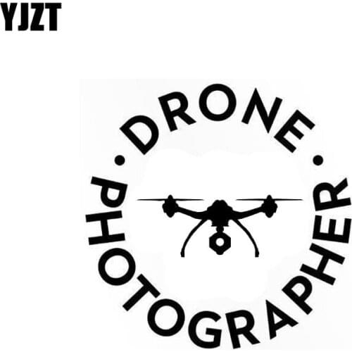 YJZT 13.2CM*13.2CM Drone Photographer Funny Vinyl Decal Car Sticker Quadcopter UAV Black/Silver C3-0174
