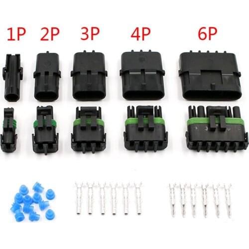 1 set 2 3 4 6Pin Weather pack Weatherpack auto Waterproof Electrical Wire Cable/2/3/4/6 Pin Way Connector Plug 8-4 GA