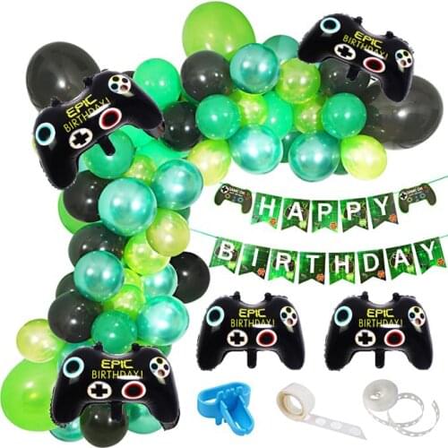 104Pcs/lot Video Game Balloons Garland Game Controller Black Green Balloon Arch for Baby Shower Birthday Party Decor Supplies