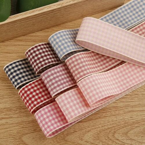 5 yards 10/25/40mm Double Color Polyester Plaid Ribbon for Gift Bouquet Packaging Ribbons DIY Crafts Hair Bow Sewing Supply