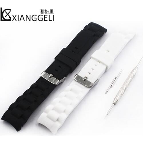 Watch accessories 20mm silicone strap arc interface pin buckle for men and women outdoor sports and other brand watches