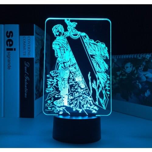 Anime Berserk Guts Figure 3D Led Light for Bedroom Decorative Night Light Birthday Gift Kids Room Manga 3D Table Lamp
