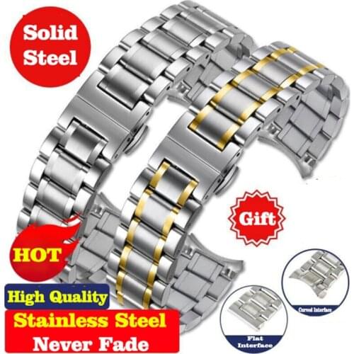 Stainless Steel Band Watch Strap Metal Wristband 12mm14mm 15mm 16mm 17mm 18mm 19mm 20mm 21mm 22mm 23mm Bracelet arc interface