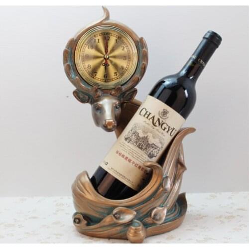 Clocks Elk Wine Racks Creative European Home Decorations Restaurant Wine Cabinets Resin Crafts Bar Decoration