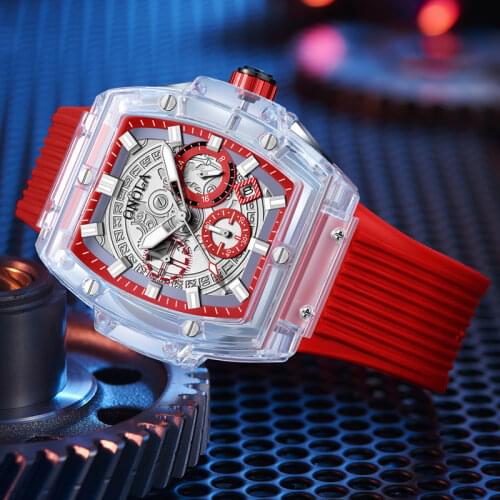 ONOLA brand designer plastic Watch Men 2021 casual unique Luxury Quartz wristwatch male square Transparent white Sport Men Watch